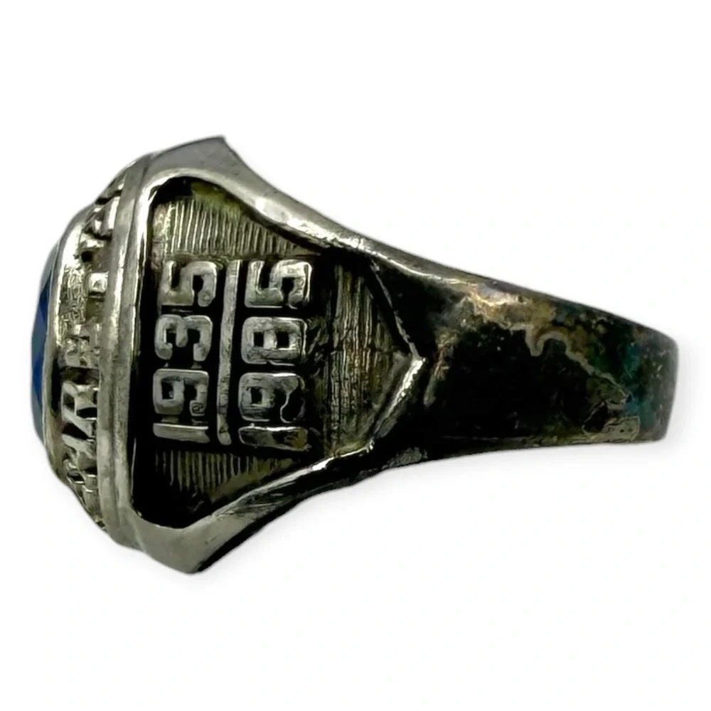 UAW Retiree Ring Sterling Silver Size 9.75 Blue Stone 1935-1985 Fifty Years